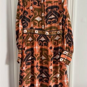 Oliphant Orange and Black Long Sleeve Dress